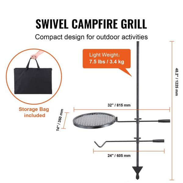 Grill - DUOKU - JY-XZKJ-04 - Robust Stål - Justerbar - Utomhuslagning