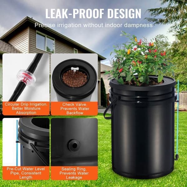 RDWC Hydroponiskt Odlingssystem-Duoku-Avancerat Hydroponiskt Kit-med Överliggande Dropp-4 Kretsar-1 Vattentank