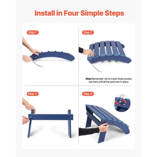 Adirondack Poufs - DUOKU - Sæt af 2 - Sammenfoldelig - Vejrbestandig - HDPE blå