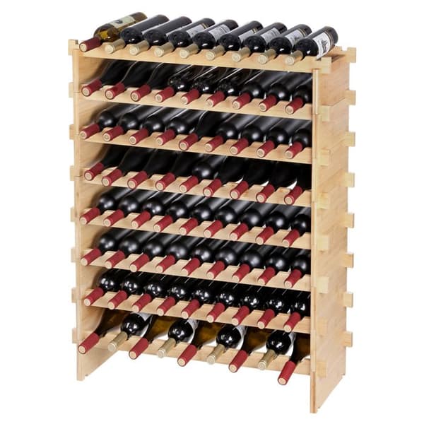 Vinreol - DUOKU - Modulerbar i Bambus - 72 Flasker - 8 Niveauer - Moderne Design