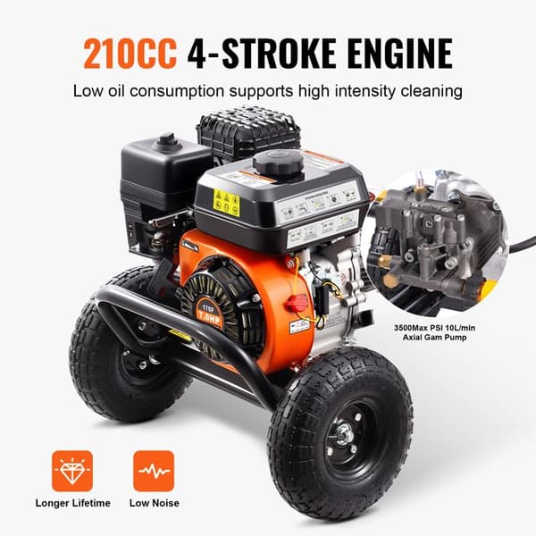 Bensin högtryckstvätt - DUOKU - 170B - 3500 PSI - 10 L/min - Aluminium pump