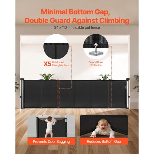 Återvinningsbar säkerhetsbarriär - DUOKU - SH20.006BB-280CD - Utsträckbar 280 cm - Höjd 87 cm - Svart Svart
