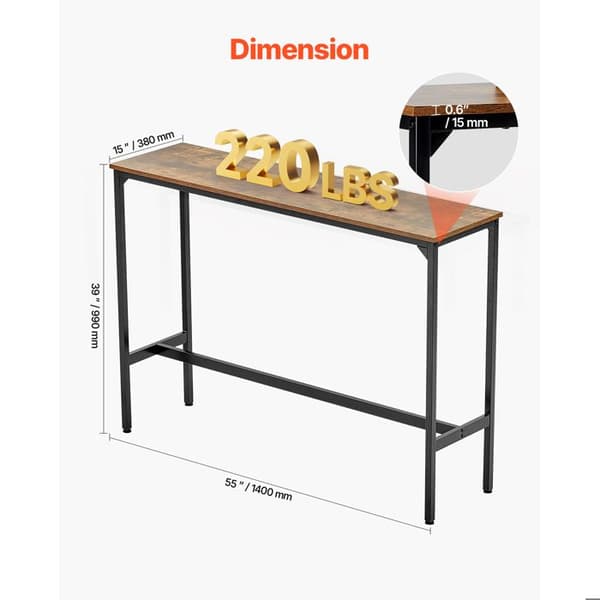Bar-Duoku-1397x381x991mm-High Table with Solid Metal Structure-Narrow and Long Desk for Cocktails