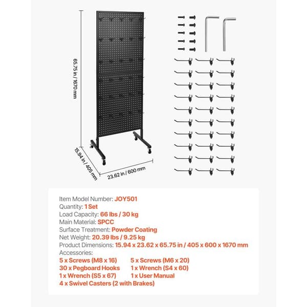 Præsentationsstand Paneler med Perforeringer-Duoku-60 x 167 cm-Perforeret Opbevaringspanel i Tykt Koldvalset Stål til Dagligvarebutik