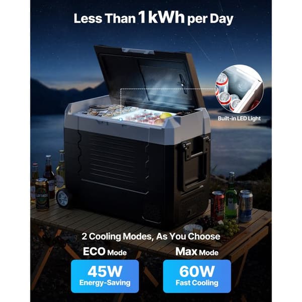 Bærbar Kompressor Køleskab 45 L-Duoku-Elkøler DC 12/24 V og AC 100-240 V, Ideel til Camping