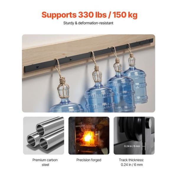 Kit til skydedør til lade - DUOKU - 10FT-3D-7K-I - Holdbart skinnesystem - I-rulle - Kapacitet 150 kg