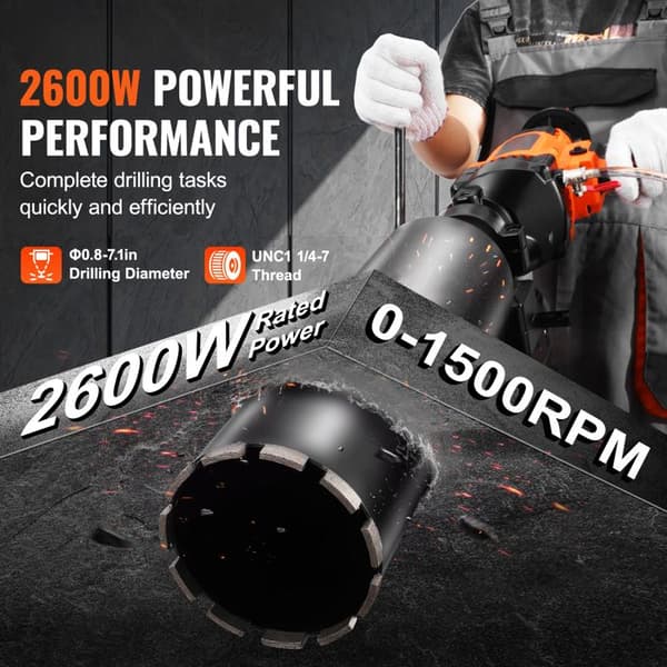 Carotteuse - DUOKU - Z1Z-CF-9180/CF-DCD07 - 600 W - Bor Diameter 0,8-7,1 tommer - Ledet