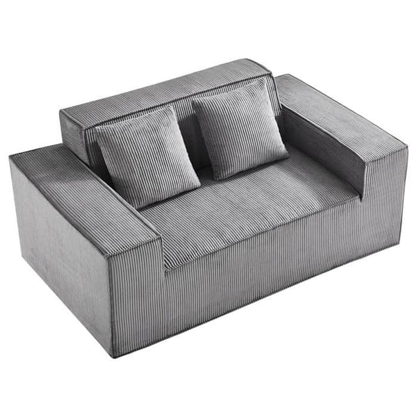 Soffa 2 Platser - DUOKU - Soffa för Vardagsrum - Velour Ribbad - 160 cm - Grå Grå