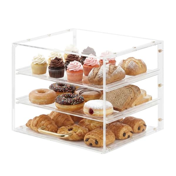 Vitrine Bageri-Duoku-33x26x26 cm-3 Niveauer-Display til Bagværk i Transparent Akryl