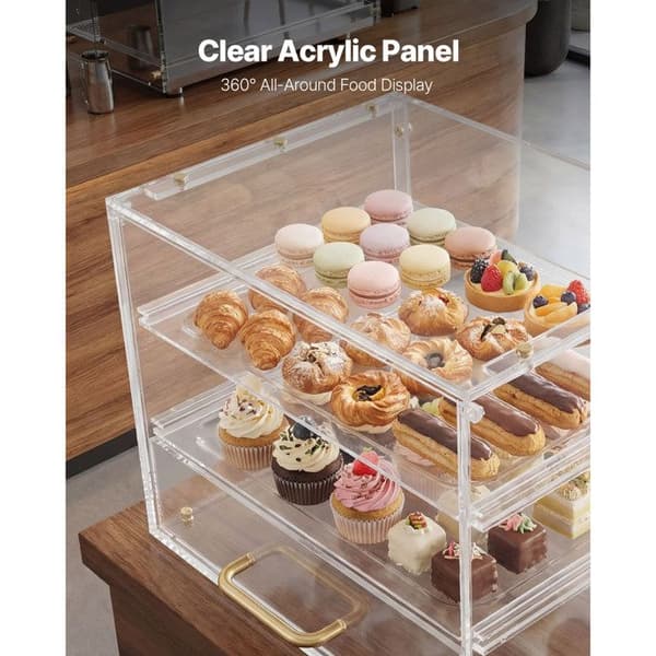 Vitrine Bageri-Duoku-33x26x26 cm-3 Niveauer-Display til Bagværk i Transparent Akryl