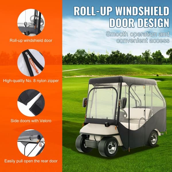 Enclosure til Golfbil-Duoku-Polyester 420D-med 4 Gennemsigtige Vinduer, til Golfbil 4 Passagerer