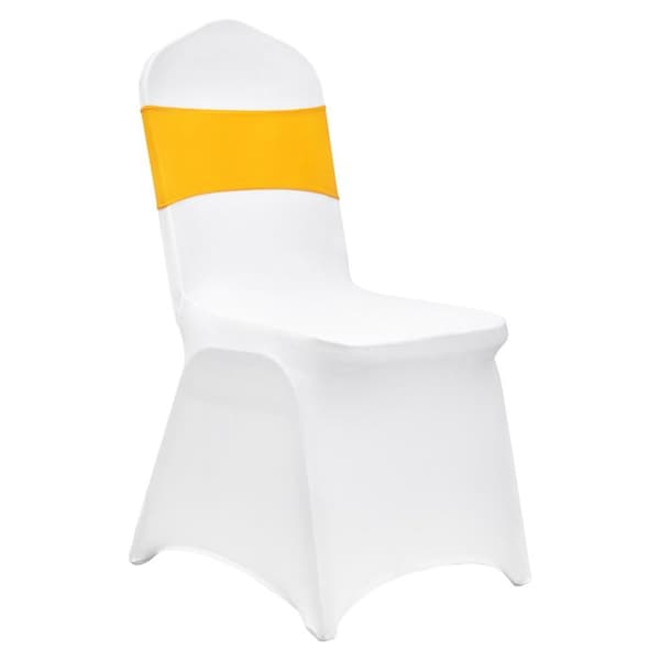 Stolöverdrag - DUOKU - 50 Stycken - Elastiskt Material - Universell Passform - Vitt och Guld vitt och guld
