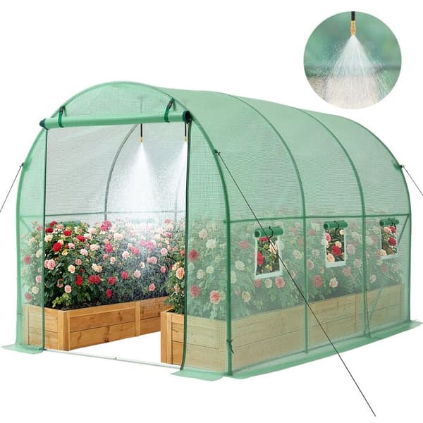 Tunnel drivhus - DUOKU - 2×3×2m(3)GD - 2,93×1,97×1,94 m - Vanding 3 tilstande - 4 messingdyser Grön