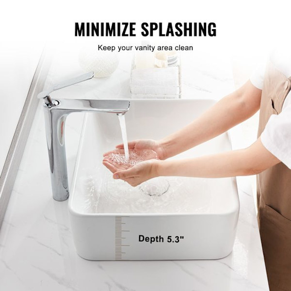 Vask - DUOKU - Rektangulær - Hvid Keramik - 19" x 14,7" - Moderne Stils Vit
