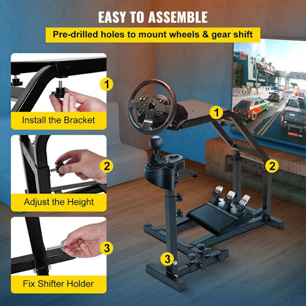 Support til Racing Volant - DUOKU - G29/G27/G25 - Rustfrit Stål - Justerbar - Multi-platform