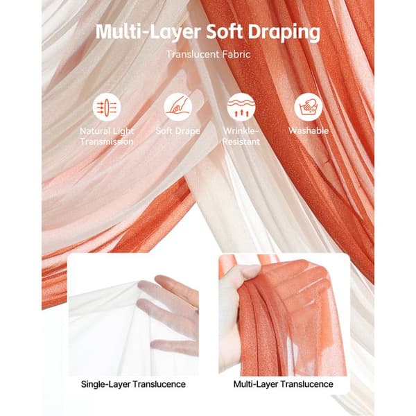 Kit med Konstgjorda Blommor - DUOKU - Bröllopsbåge - Orange - Set om 5 - Silke och Genomskinlig Tyg