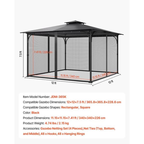 Reserve net - DUOKU - JDM-365K - Fluenet - Sort - 340x340 cm Svart