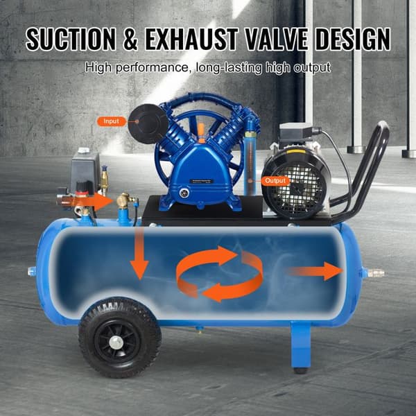 Luftkompressorhuvud - DUOKU - FB-2090 - 5,5 hk - 162 L/min (5,75 cfm) - Dubbel V-cylinder med smörjning
