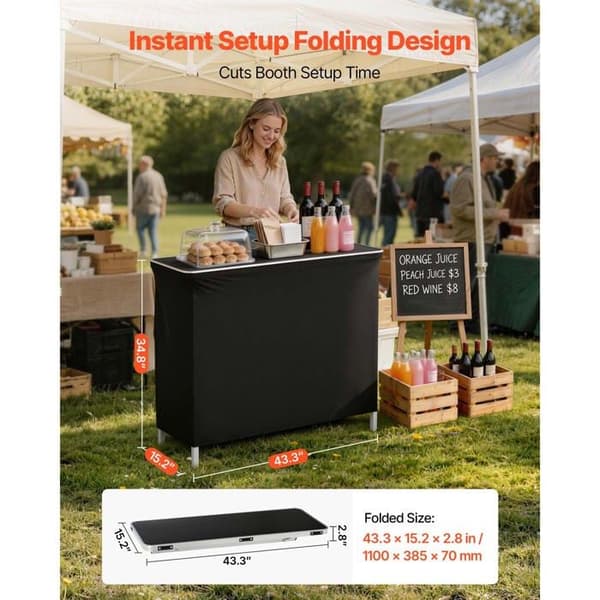 Bærbart Sammenklappeligt Bord 1100x385x885 mm - Duoku - Mobil Disk til Begivenheder, Receptioner og Professionelle Messser