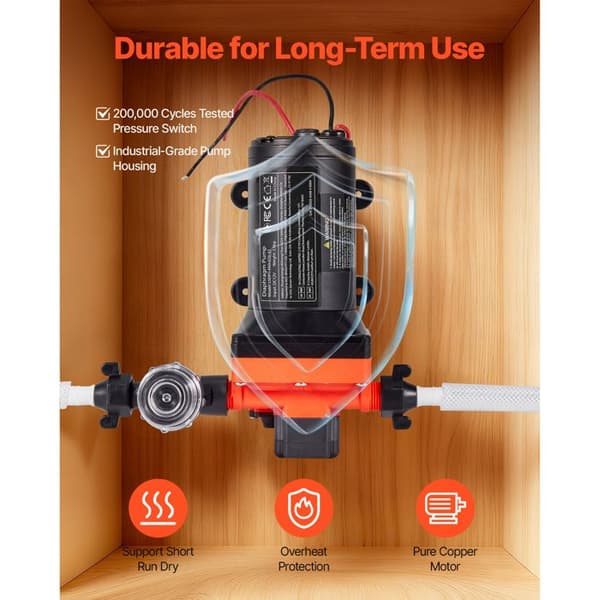 Självprimande Membran Vattenpump - Duoku - 12 V DC, Flöde 18,9 L/min, Tryck 4,8 Bar, 4 Fack, med Integrerad Tryckströmbrytare