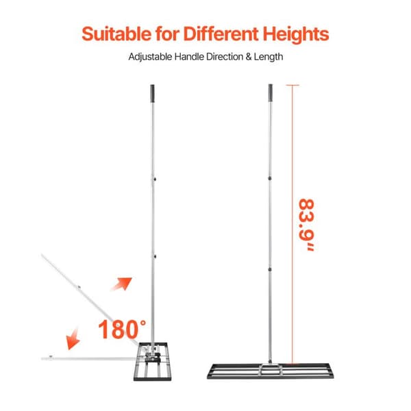 Niveau-rake til græsplæne-Duoku-Dimensioner 914 x 254 x 2290 mm-Nivellering med håndtag på 2130 mm-Perfekt til gård