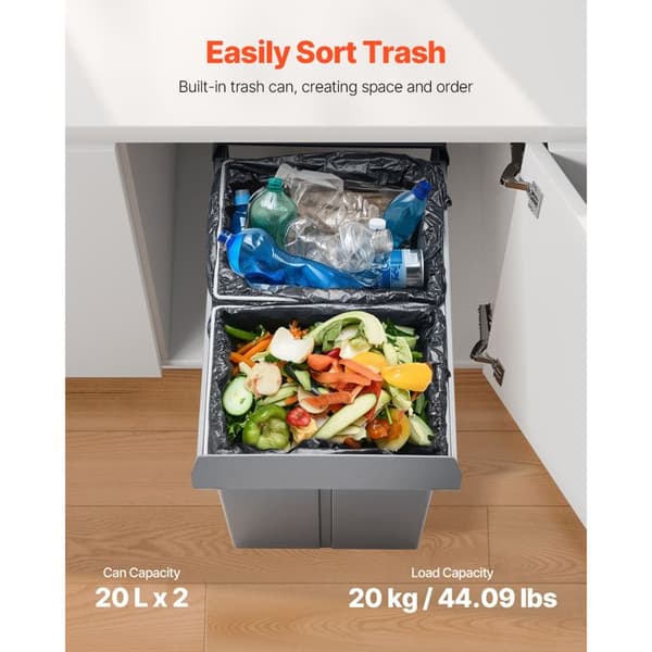 Skydedrag til Køkkenskab-Duoku-Under Vask Affaldscollector 20 L x 2-Affaldscontainer til Montering