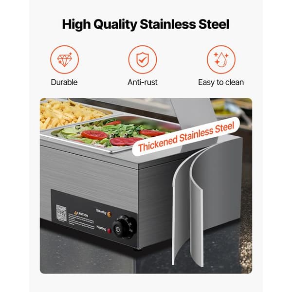 Elektrisk varmeplade - DUOKU - M-2213 - 1500 W - Rustfrit stål - 3 bunde 1/2