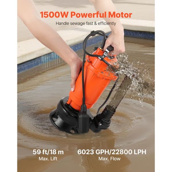 Dykpump - DUOKU - WQD1500 - 1500 W - Flöde 22800 L/h - Höjd 18 m