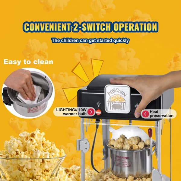 Popcorn-kone - DUOKU - NP08001SE - 300 W - 2,5 oz - Musta Svart