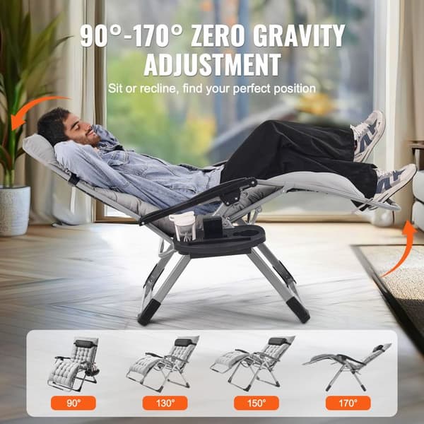 Zero Gravity Stol - DUOKU - HQB-FAN004 - Grå - Justerbar - Kan bære 226 kg grå