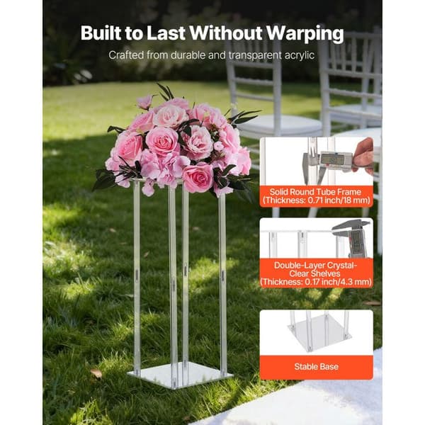 10-pack Duoku-stödar för blommor i akryl - Höjd 50 cm - Perfekta för att skapa eleganta mittpunkter vid bröllop