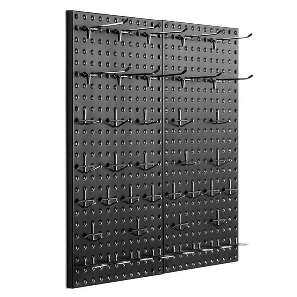 Perforerade Metallpaneler - DUOKU - Svart - 24" x 12" - 2 Paneler - Robust Väggorganisatör Svart