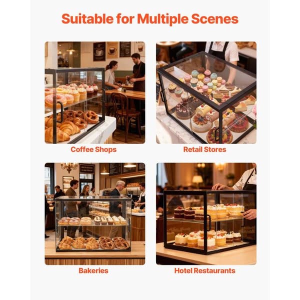 Vitrine Bageri-Diske-Duoku-55x38,5x39 cm-2 Niveauer-Gennemsigtig Akryl Display