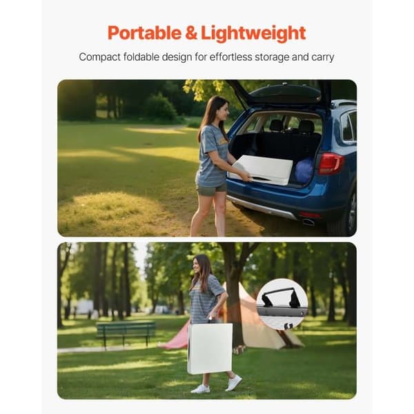 Foldable Rectangular Plastic Table-Duoku-Portable Utility Table of 122 cm-with Adjustable Height and Integrated Handle