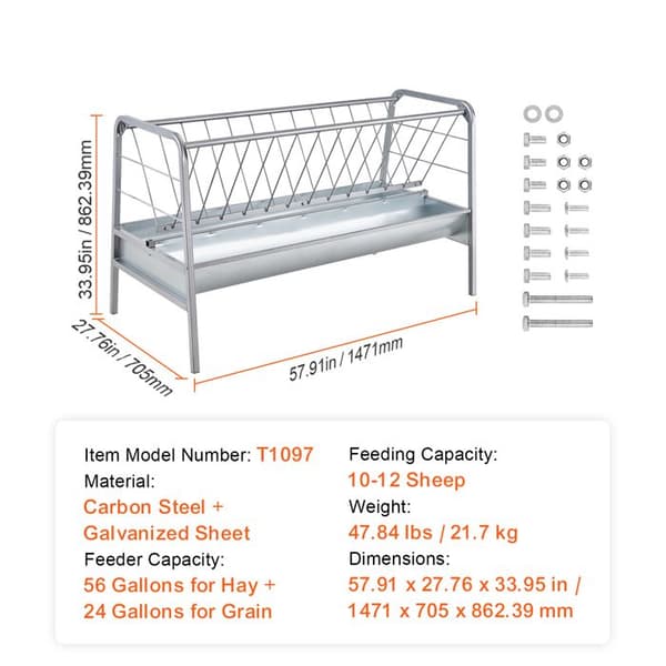 Högtalare för Hö - DUOKU - 80 Gallon - Robust Stål - 2 i 1 - För Geter och Får