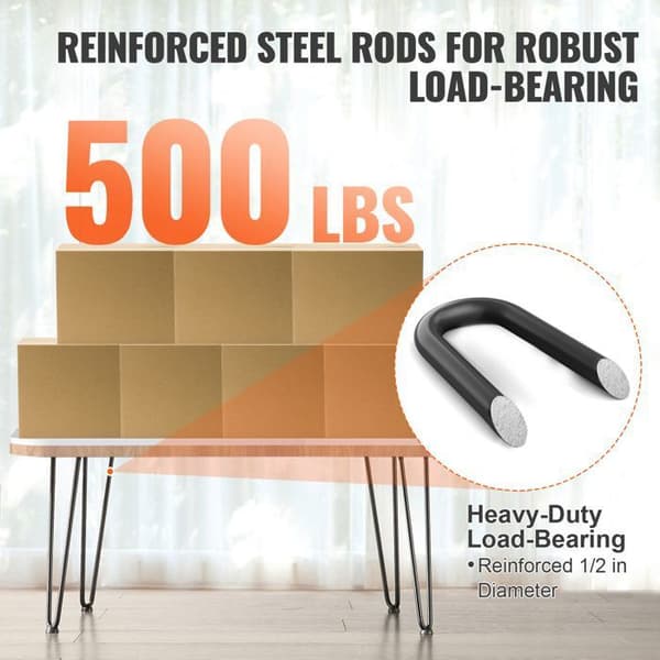 Möbelben - DUOKU - 406 mm - 4-pack - Svart Metall - Belastning 227 kg - Enkel montering