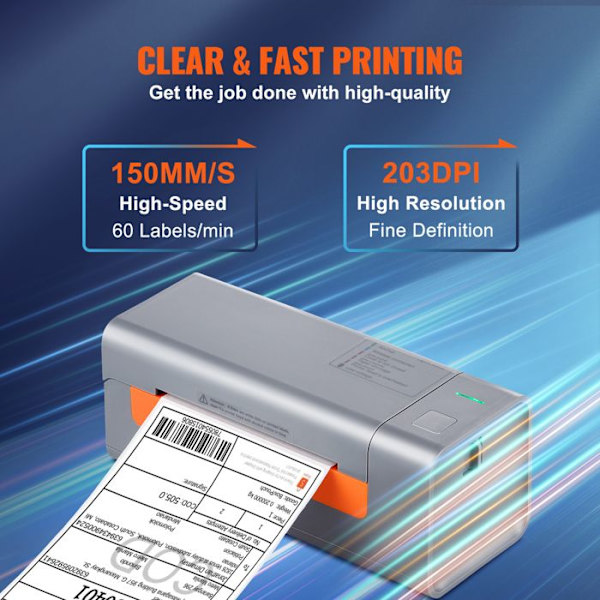 Etiketprinter - DUOKU - Y486 - 203 DPI - 150 mm/s - Direkte termisk - Grå