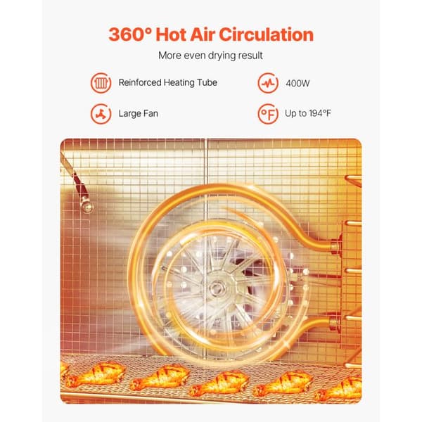 Maddehydrator - DUOKU - H6 - 6 hylder i rustfrit stål - 400W - Justerbar temperatur