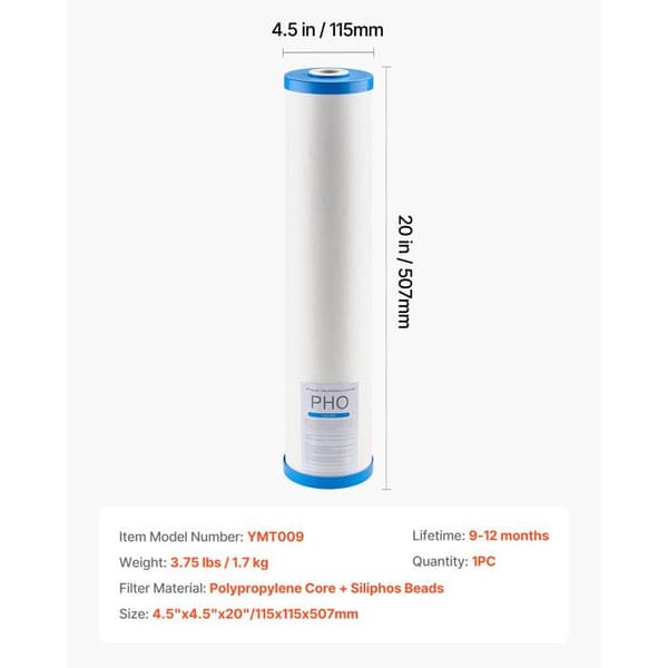 Ersättningspatron - DUOKU - YMT009 - 115×115×507 mm - PP + Siliphos-kulor - Varaktighet 12 månader