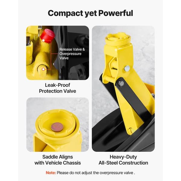 Lågprofil hydraulisk domkraft 2 T-Duoku-ståldomkraft med stöd, lyfthöjd 13-31 cm, idealisk för SUV.