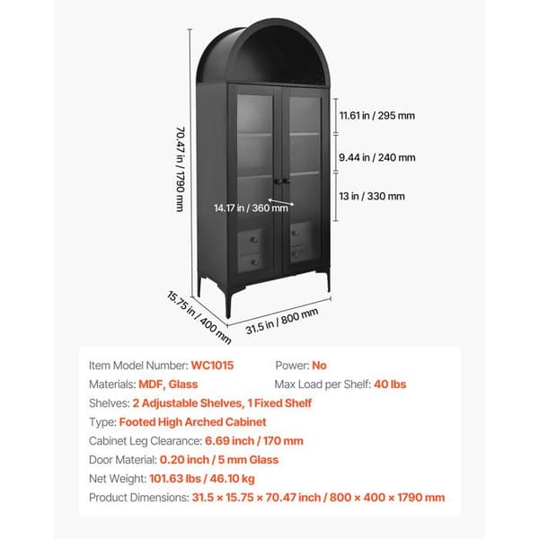 Vitrine - DUOKU - Præsentationsskab - 4 Niveauer - Hærdet Glas - Sort Svart