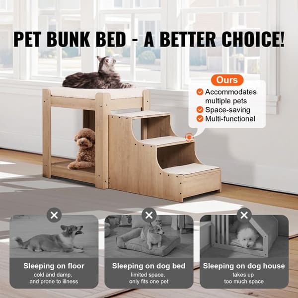 Sovandeck-Superposé-Duoku för Husdjur med Trappor-Erbjuder en Fönsterkatt för Hund/Katt-Mångsidig Sovandeck