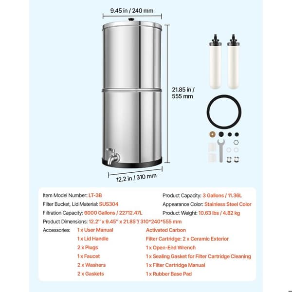 Gravitation Vandfiltreringssystem 11,36 L-Duoku-med Filtrerende Kilde, Ideel til Camping, Designet til at Reducere Bly
