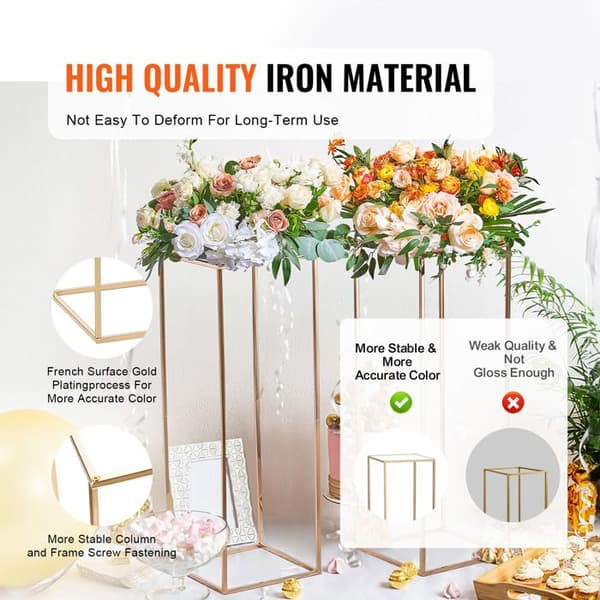 Blomsterstöd - DUOKU - Set med 2 - Metall - 31,5 tum - Guldfinish Guld