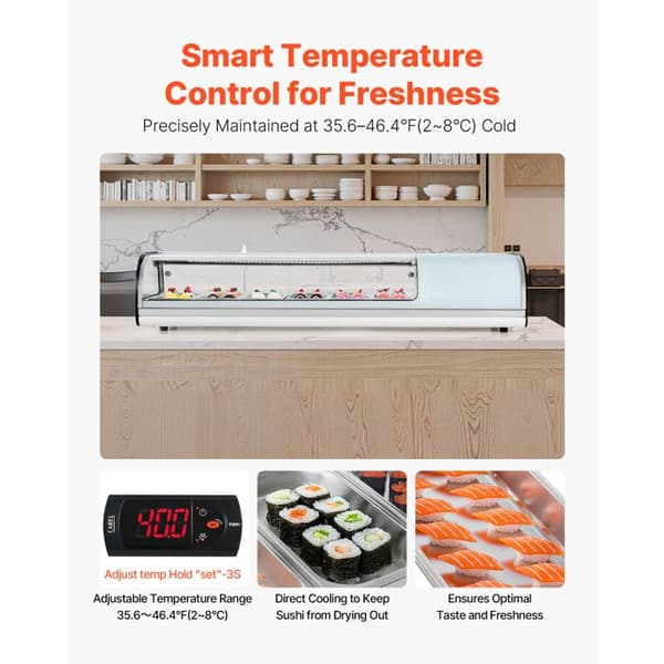 Kylskåp för Sushi - DUOKU - GN-62L - 62 L - Härdat Glas - LED-belysning