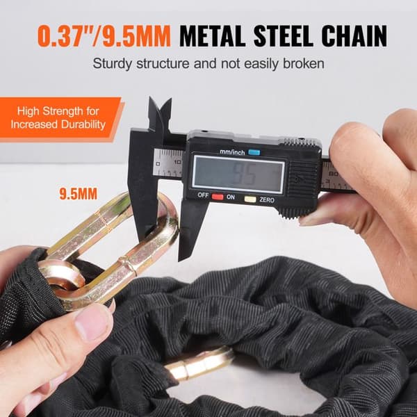 Cykellås - DUOKU - 85306 - 1,8 m - Robust Stål - 9,5 mm Svart