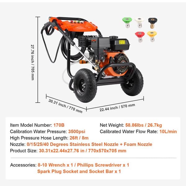 Bensin högtryckstvätt - DUOKU - 170B - 3500 PSI - 10 L/min - Aluminium pump