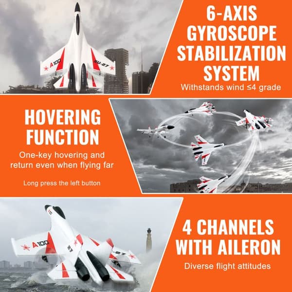 RC-flygplan - DUOKU - A100 - 4 kanaler - 6 axlars gyroskop - 2 batterier 300 mAh