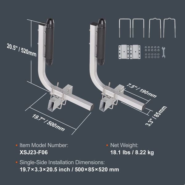 Guide til bådtrailer-Duoku-20,5" justerbar-2 dele-galvaniseret rustfrit stål-robust rulle-til skitrailer