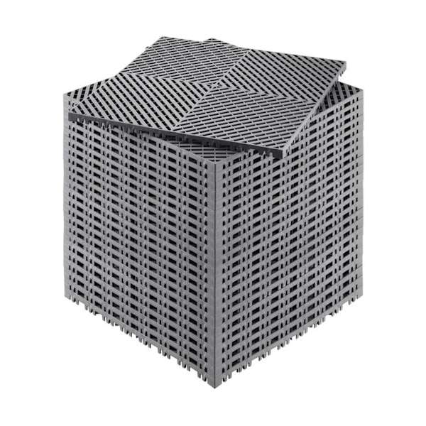 Dræningsmåtte Sammenkoblet-Duoku-415x415 mm-Modul Sammenkoblet-PP Antiskrid Grå-24 stk